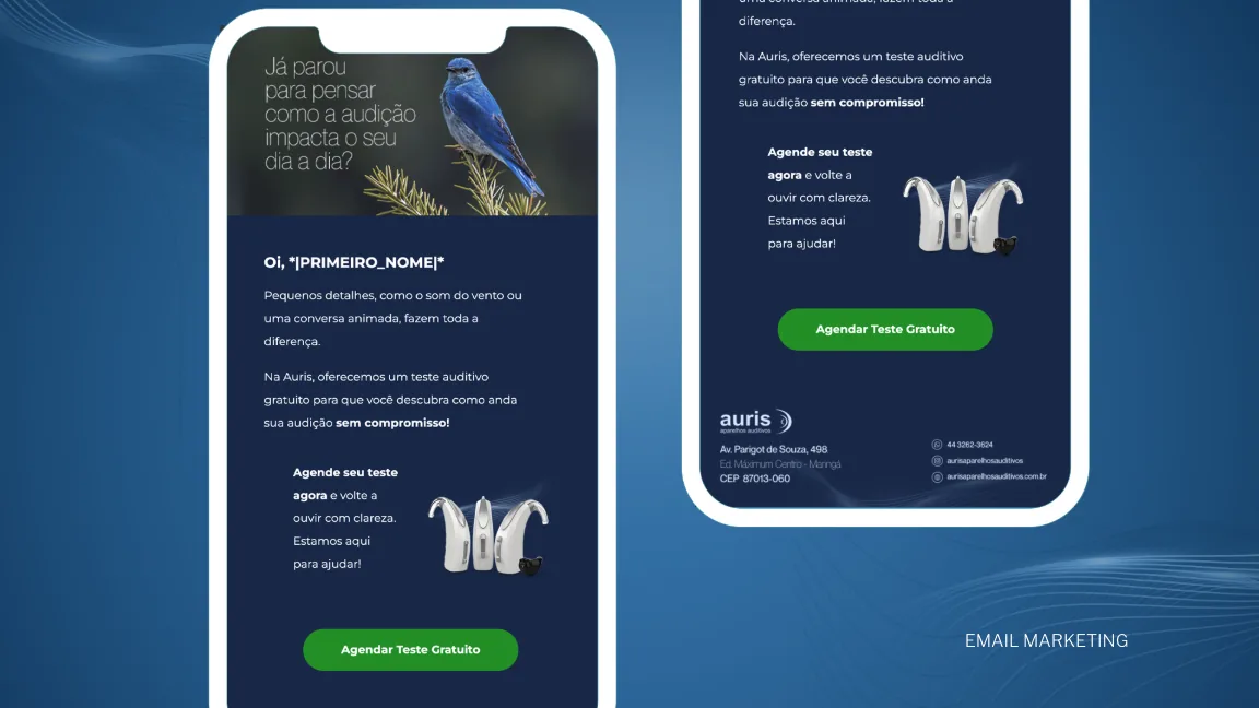 Régua de nutrição por e-mail Auris: agende seu teste auditivo gratuito