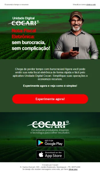 E-mail Unidade Digital Cocari: nota fiscal eletrônica sem burocracia