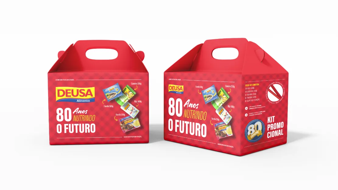 Kit promocional comemorativo Deusa Alimentos 80 anos