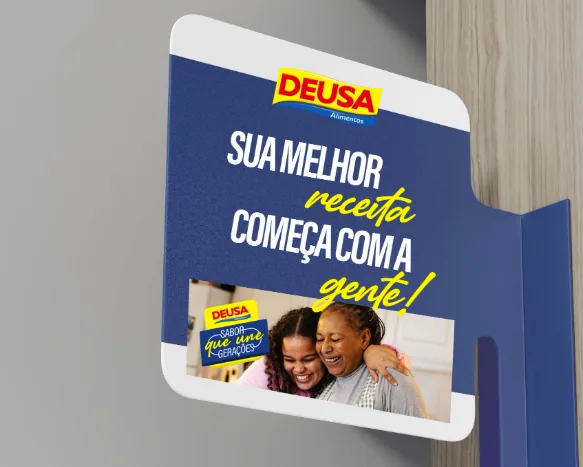 Wobbler de PDV Deusa Alimentos: sua melhor receita começa com a gente