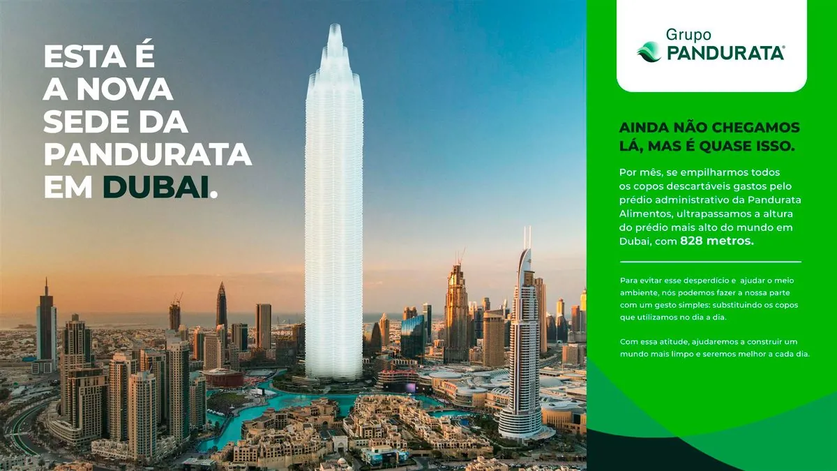 Comparação do volume de copos com o Burj Khalifa, em Dubai