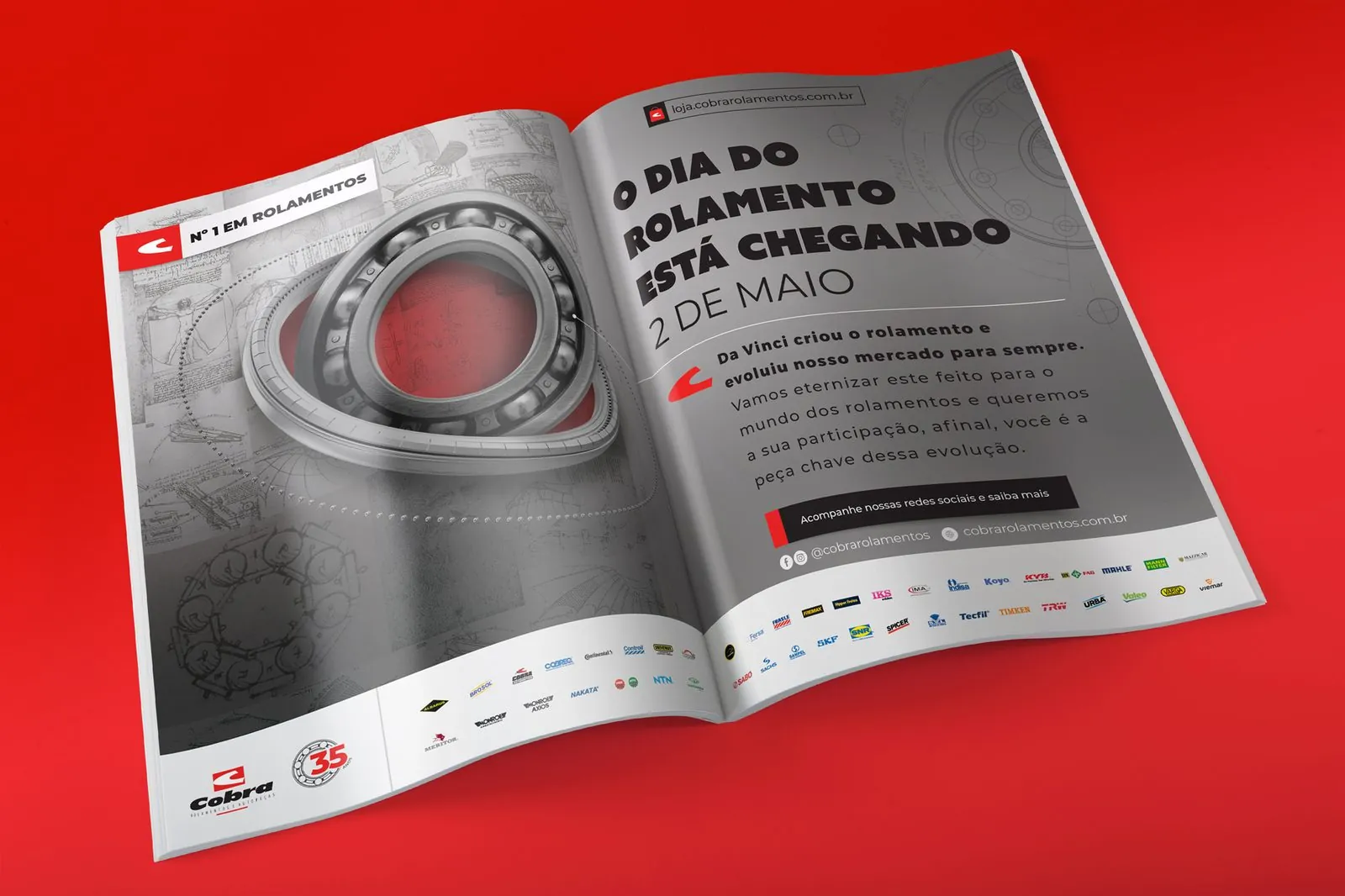 Peças da campanha Dia do Rolamento em mockup