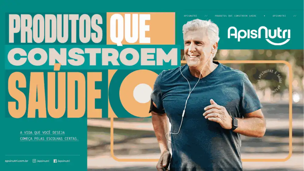 Key visual animado do posicionamento Produtos que constroem saúde, da Apisnutri
