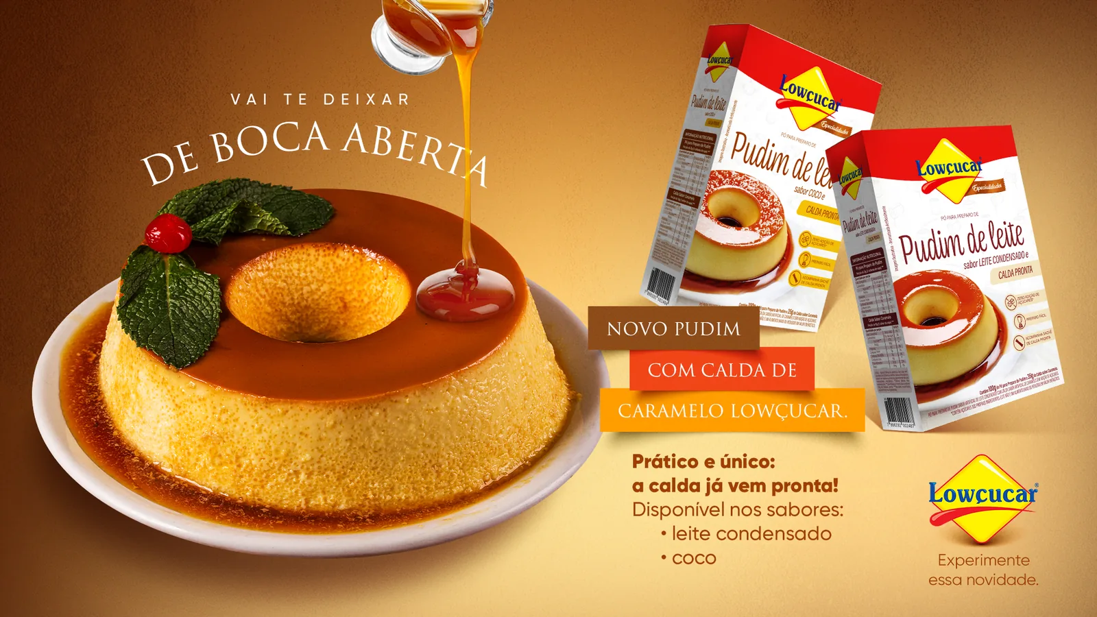Lançamento · Pudim com calda pronta