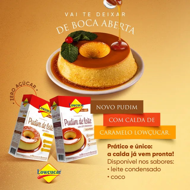 Pudim com calda de caramelo Lowçucar