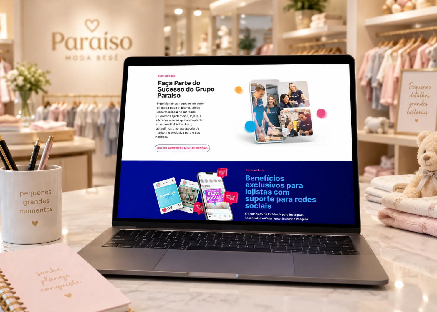 Landing page de conversão do Grupo Paraíso