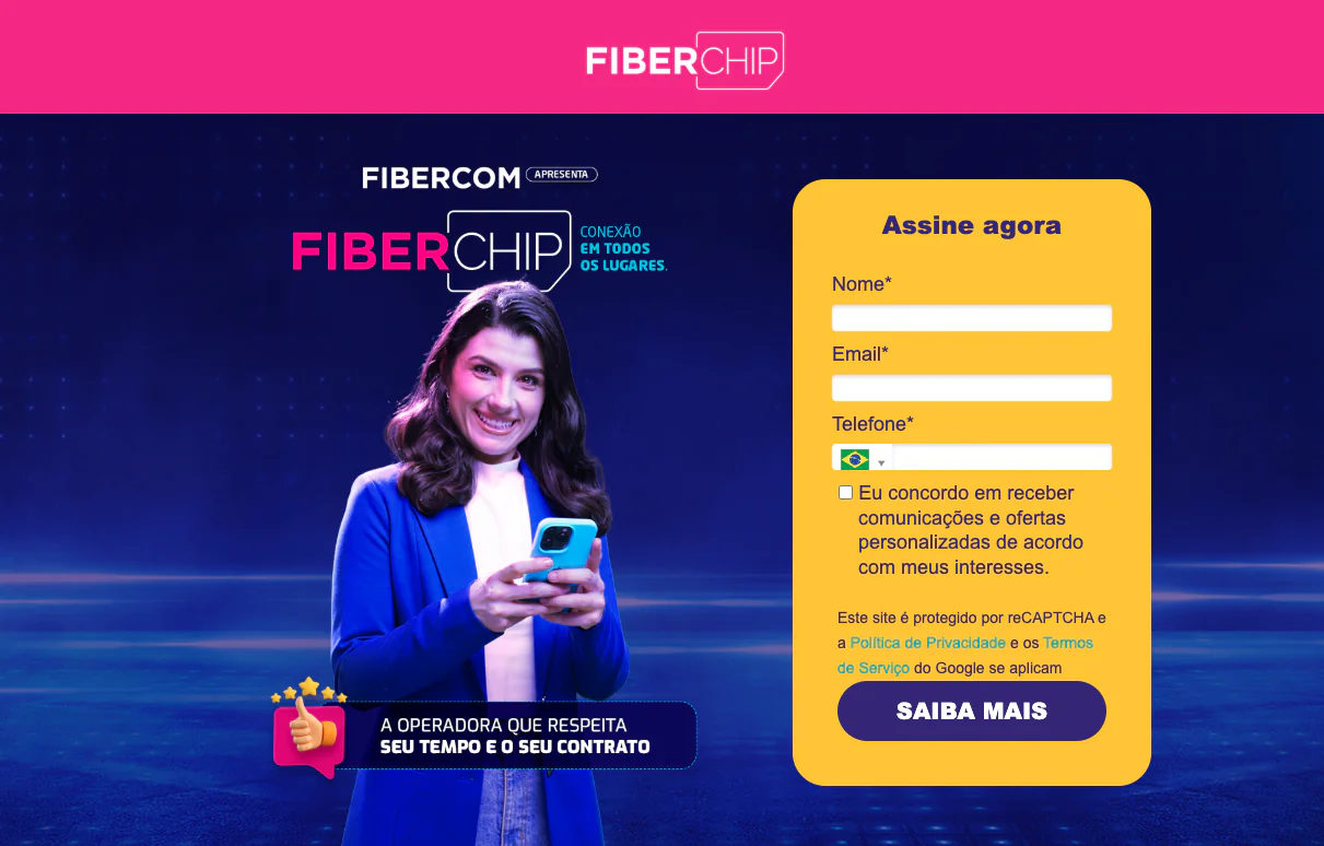 Site desenvolvido pela Bangboo para Fibercom · FiberChip